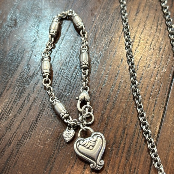 Brighton Blair Silver Tone Heart Pendant Necklace & Bracelet Set Retired Vintage - Picture 3 of 7